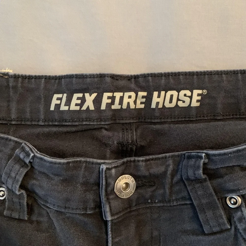 Duluth‎ Trading Co Pants Mens 35x28 Gray Flex Fire Hose Relaxed Canvas Workwear